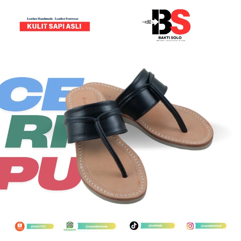 BAKTI SOLO - SANDAL KULIT WANITA MURAH (CERIPU TANPA KOLONG)