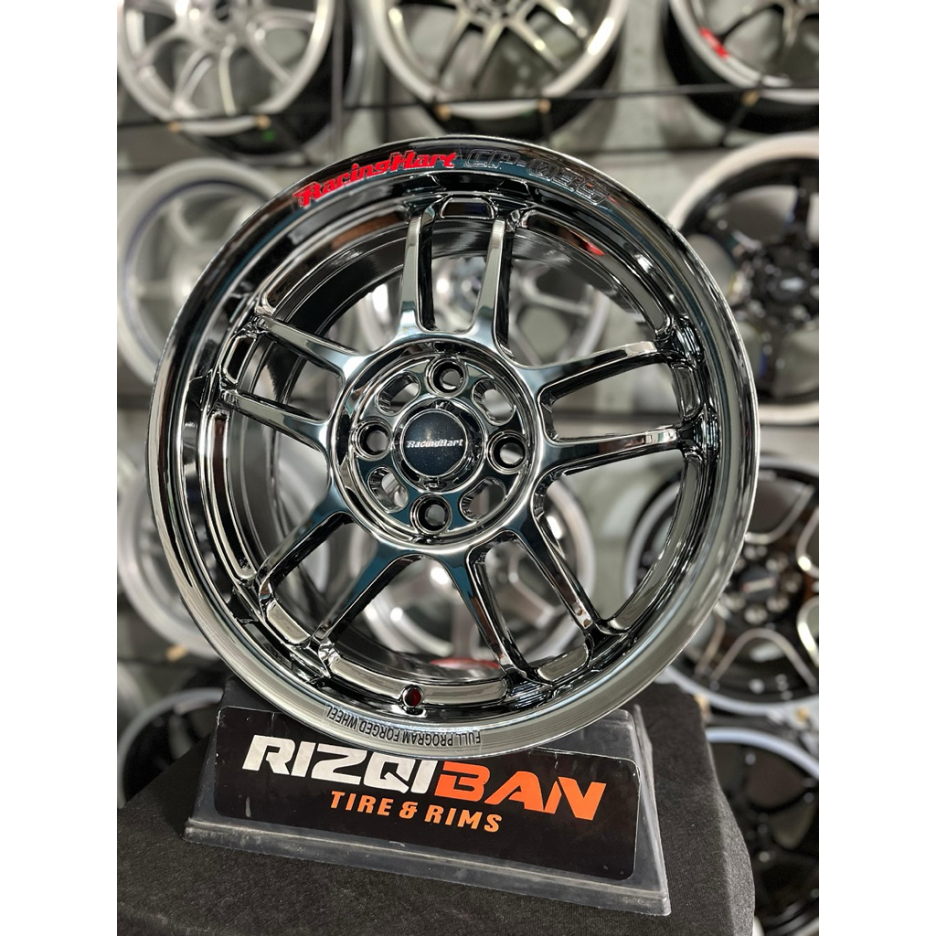 velg racinghart cp035 r15 black chrome lebar 6,5 et41 kondisi baru