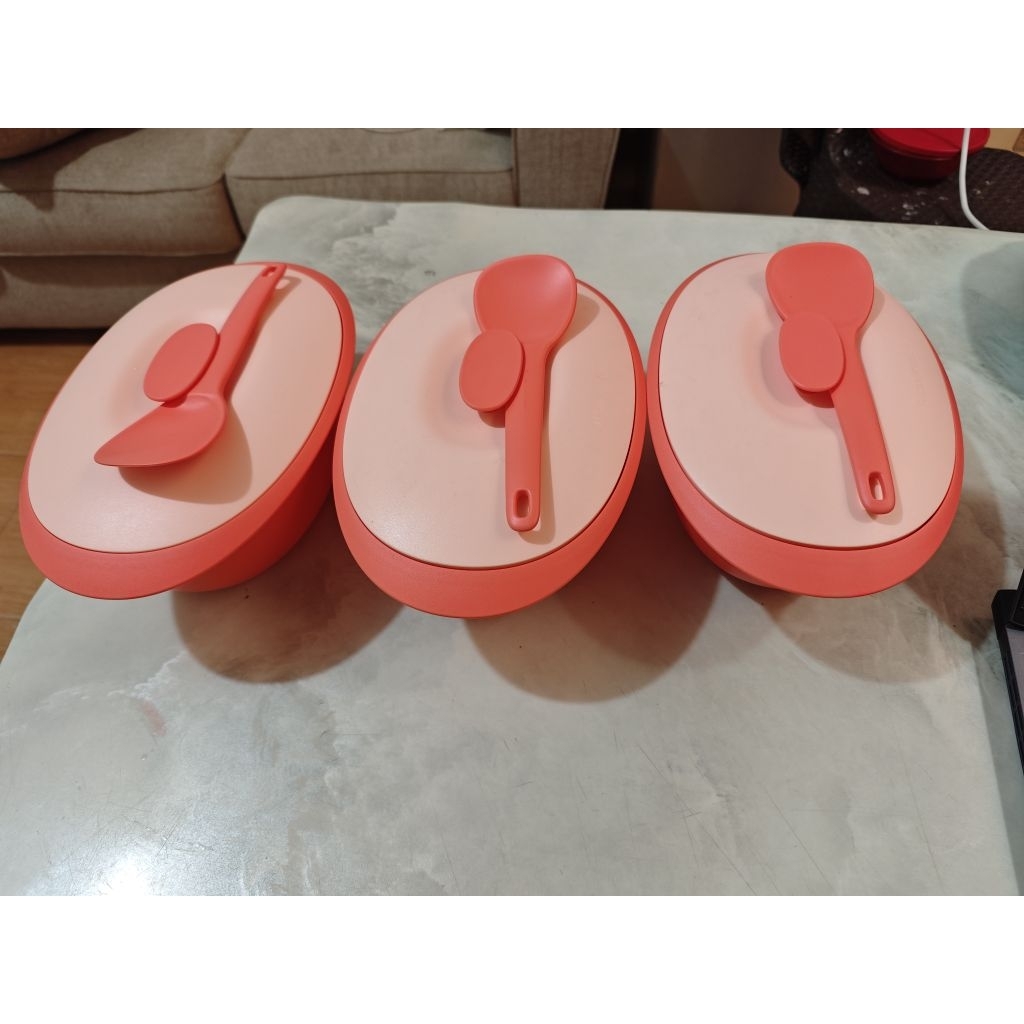 Blossom rice server 3.1Liter 3Pcs  PEACH Tupperware with spoon