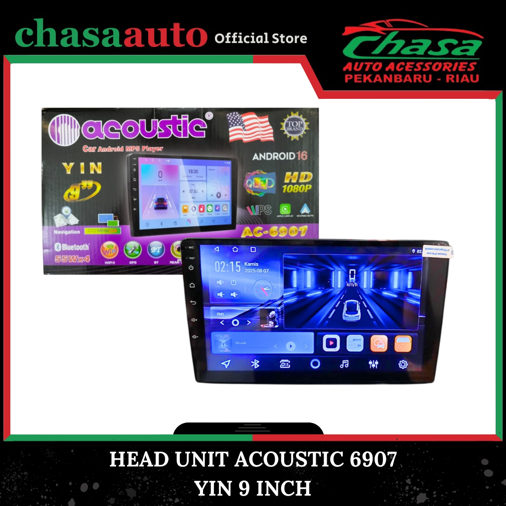 (CHASA) HEAD UNIT ANDROID TV QLED 9 INCH ACOUSTIC AC 6907 YIN RAM 4 / 64 GB