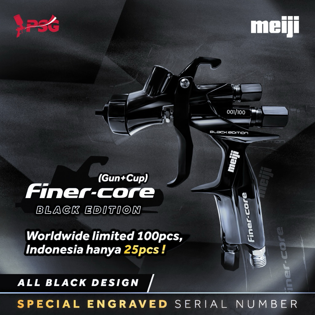 Meiji Finer Core Black Edition Special Limited Model Spraygun - 25 Sets Only in Indonesia (Gun+Cup S