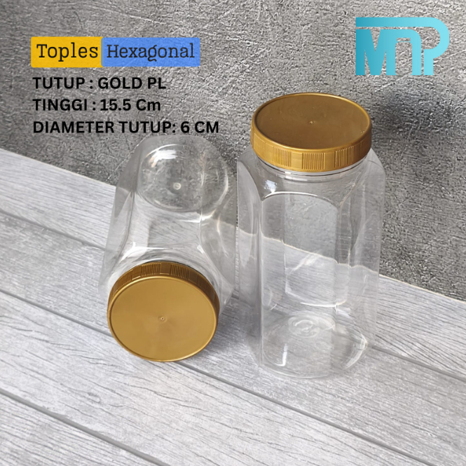 Jar Toples Hexagonal Plastik 250-500ml Tutup Plastik