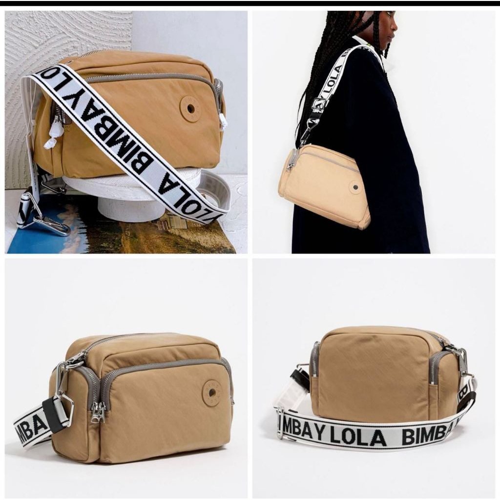 Tas wanita Bimba M Tan Nylon Crossbody