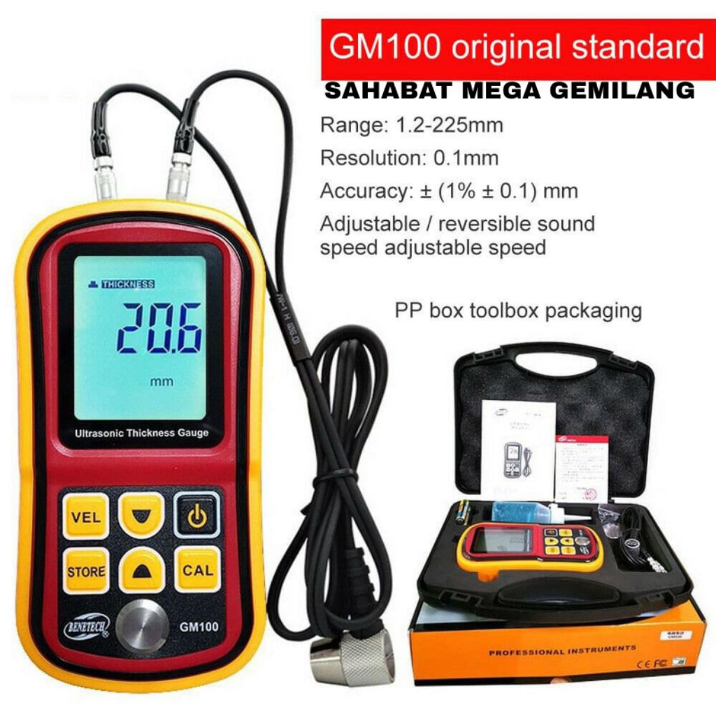 Ultrasonic Thickness Gauge GM100 BENETECH Tester GM-100 GM 100 Meter