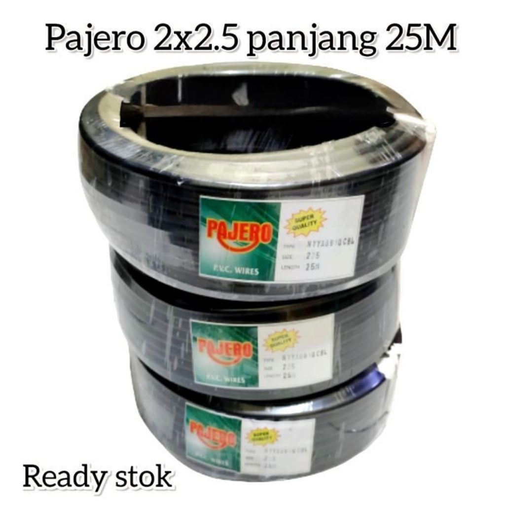 Kabel listrik 2x2.5 serabut HITAM PAJERO / Hyo-Nyyhy 25m Meter / audio cable