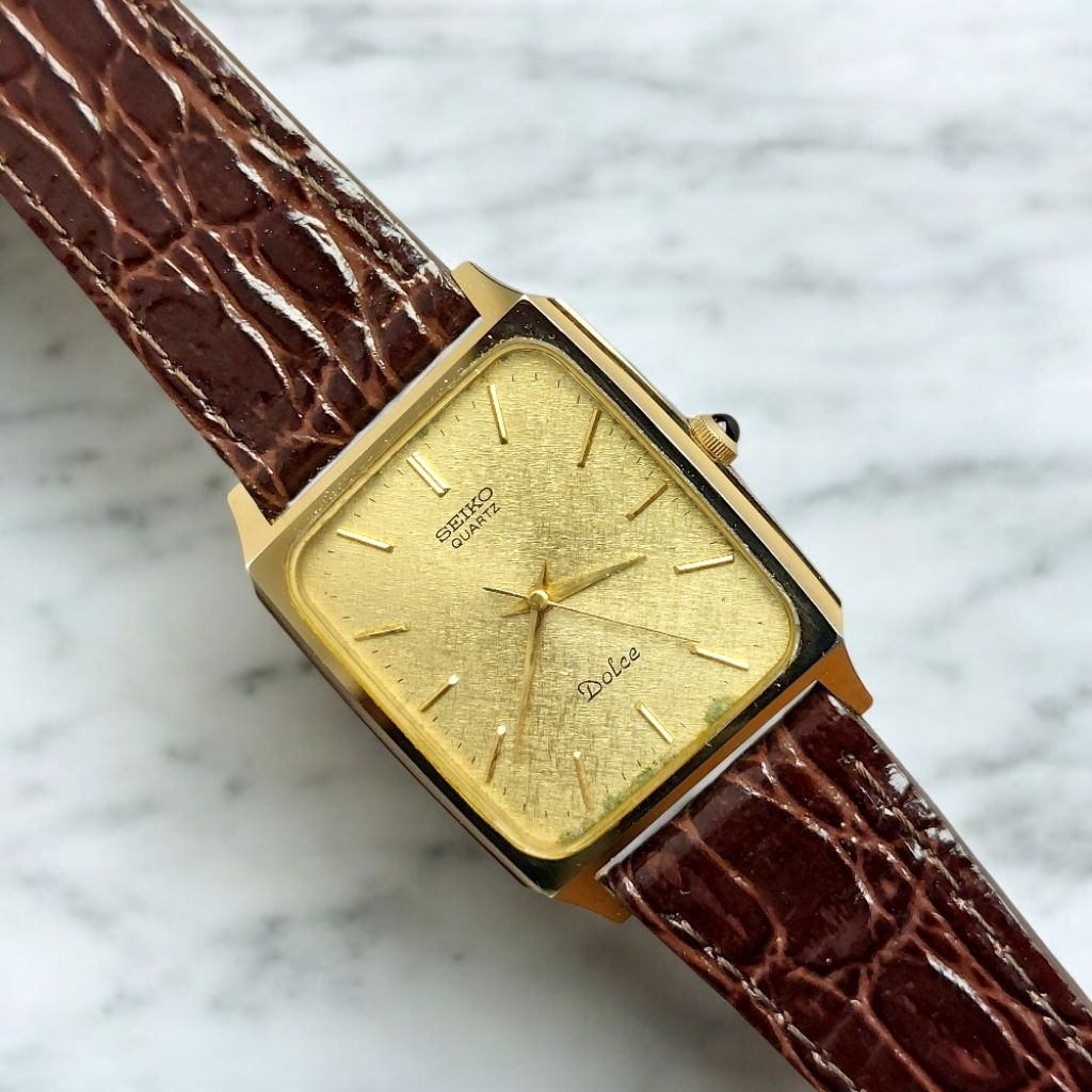 Seiko Dolce Tank Snowflake Dial GHA Case 1982 Vintage Watch Original