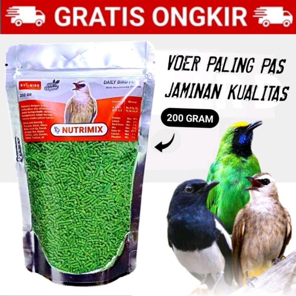 NUTRIMIX VOER HIJAU Pakan Burung Murai Kacer Trucuk Jalak Makanan Penggacor burung Jalak Kacer Murai