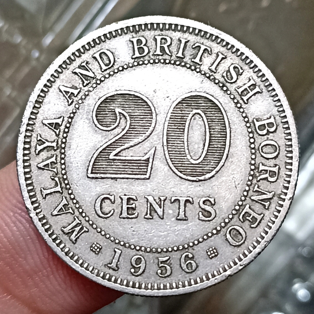 Koin Kuno Malaya and British Borneo (British Malaysia) 20 Cents - Elizabeth II Tahun 1956