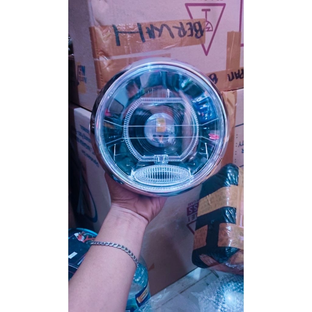 Reflektor Lampu Depan Bulat Hitam RX king Vixion old set Biled 4,5 inci Super Terang
