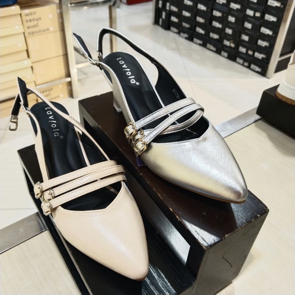 LAVIOLA‼️ sandal tali selop wanita hak 7cm glossy