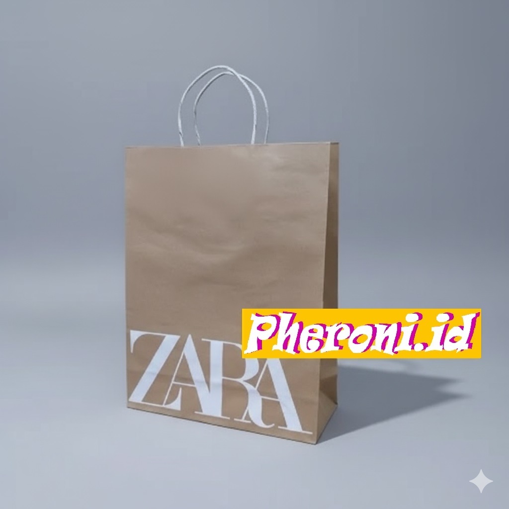 Paper Bag ZARA Aesthetic Coklat Jumbo Paper Bag Elegan