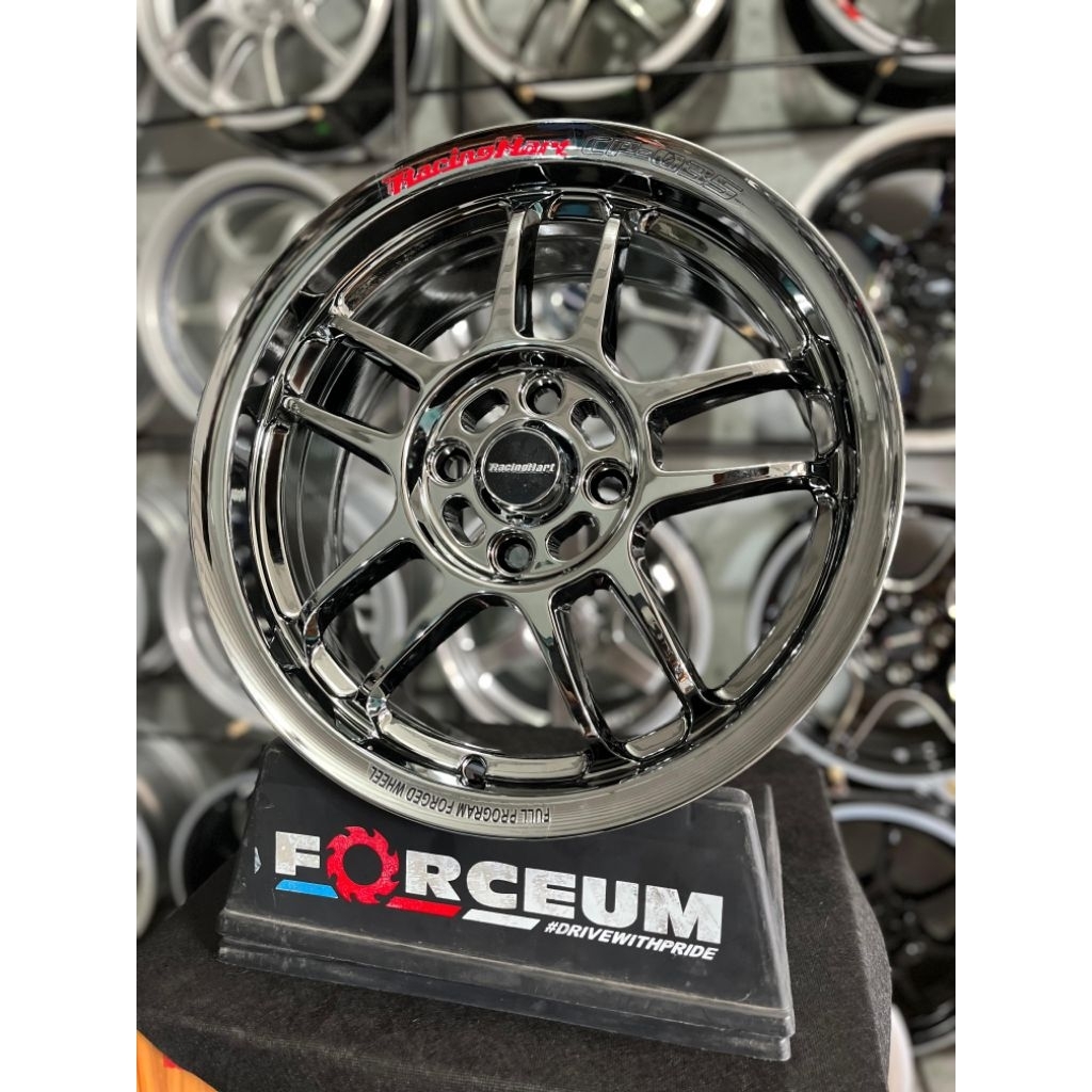 velg racinghart cp035 r15 black chrome lebar 6,5 et41 kondisi baru