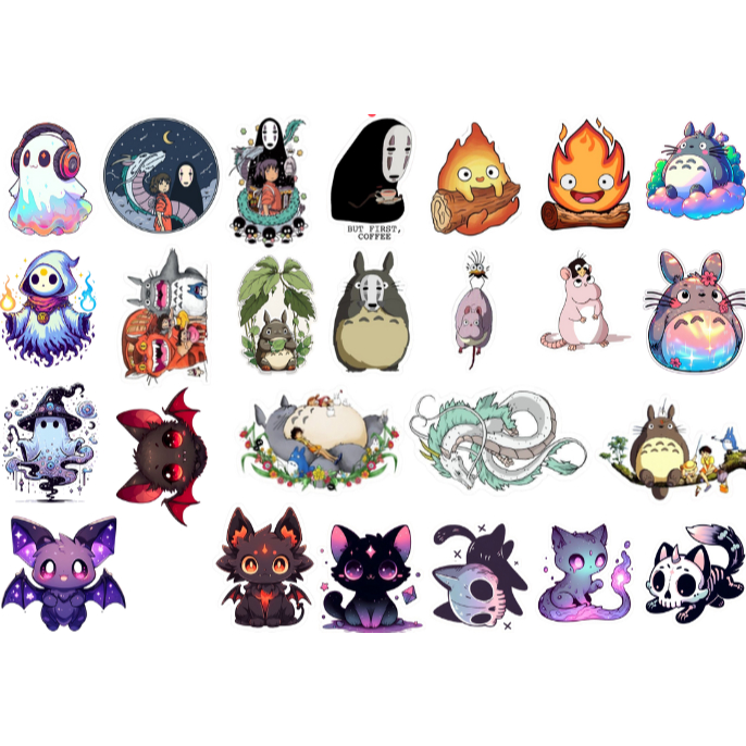 Stiker Pack Ghibli Aesthetic Stiker Anime Sprited Away Keren untuk Laptop Case Hp Helm Dll / Sticker