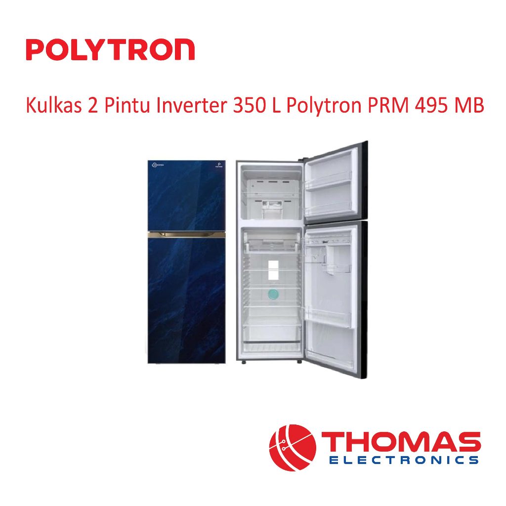 Kulkas 2 Pintu 350 Liter Polytron PRM495MB PRM 495 MB Inverter Garansi Resmi