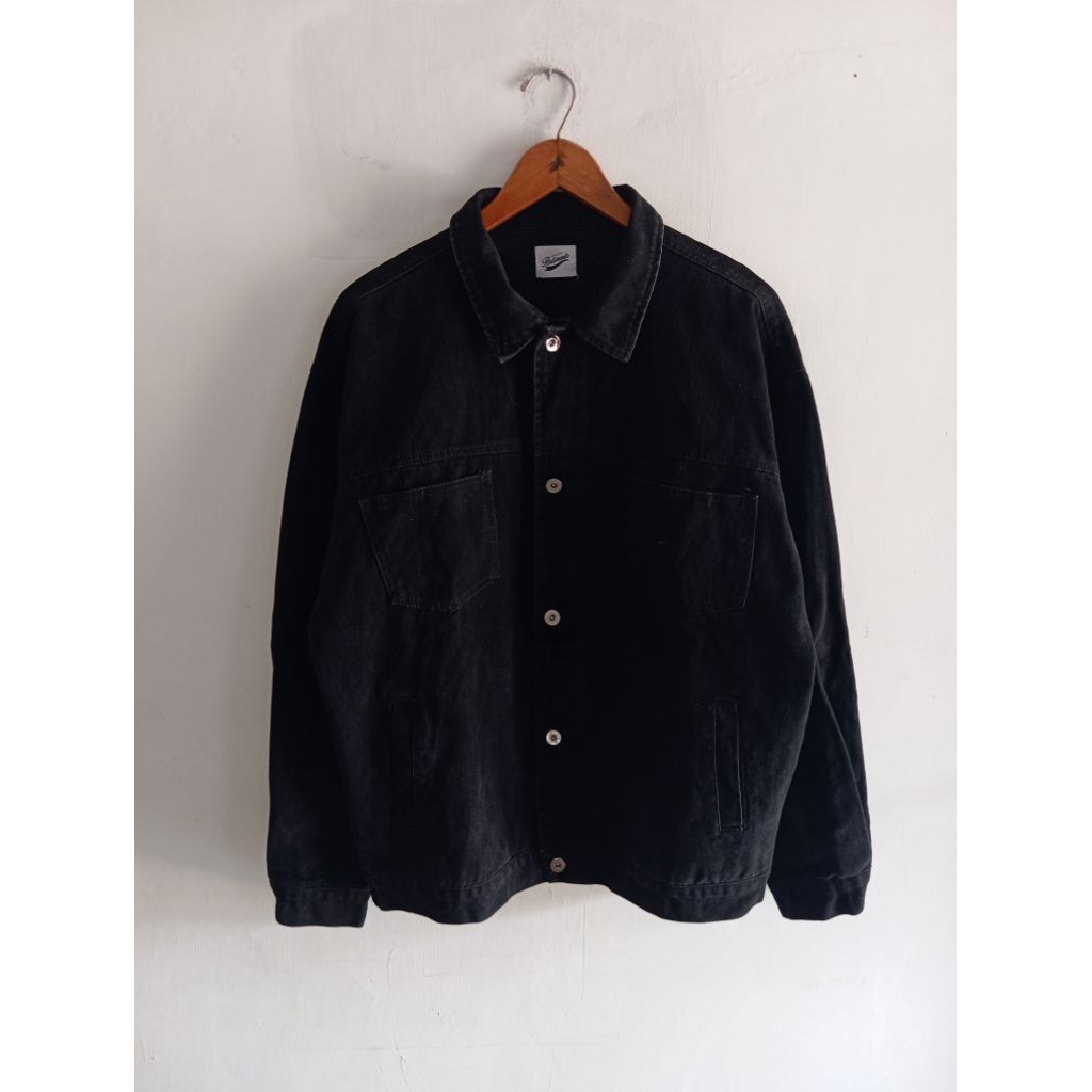 trucker jacket denim Partimento black velvet