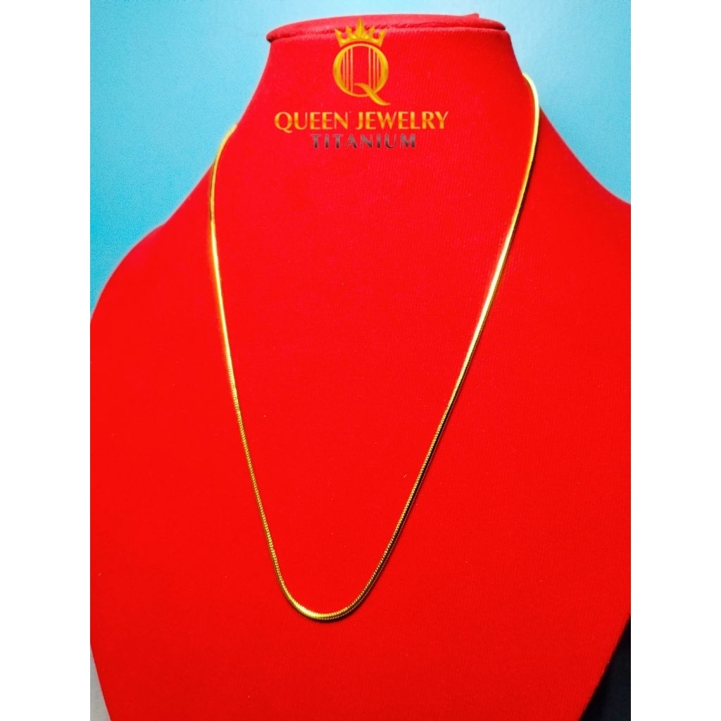 Kalung Titanium Gold Snake Thin – Tampilan Glowing Elegan Mewah | Queen Jewelry Titanium