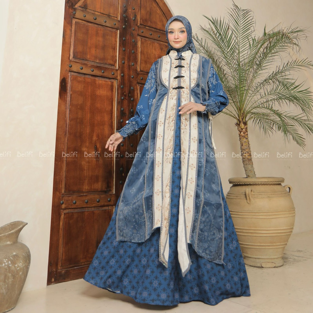 gamis set syari wanita | gamis ceruty original | gamis Acasha syar'i | by belifi original