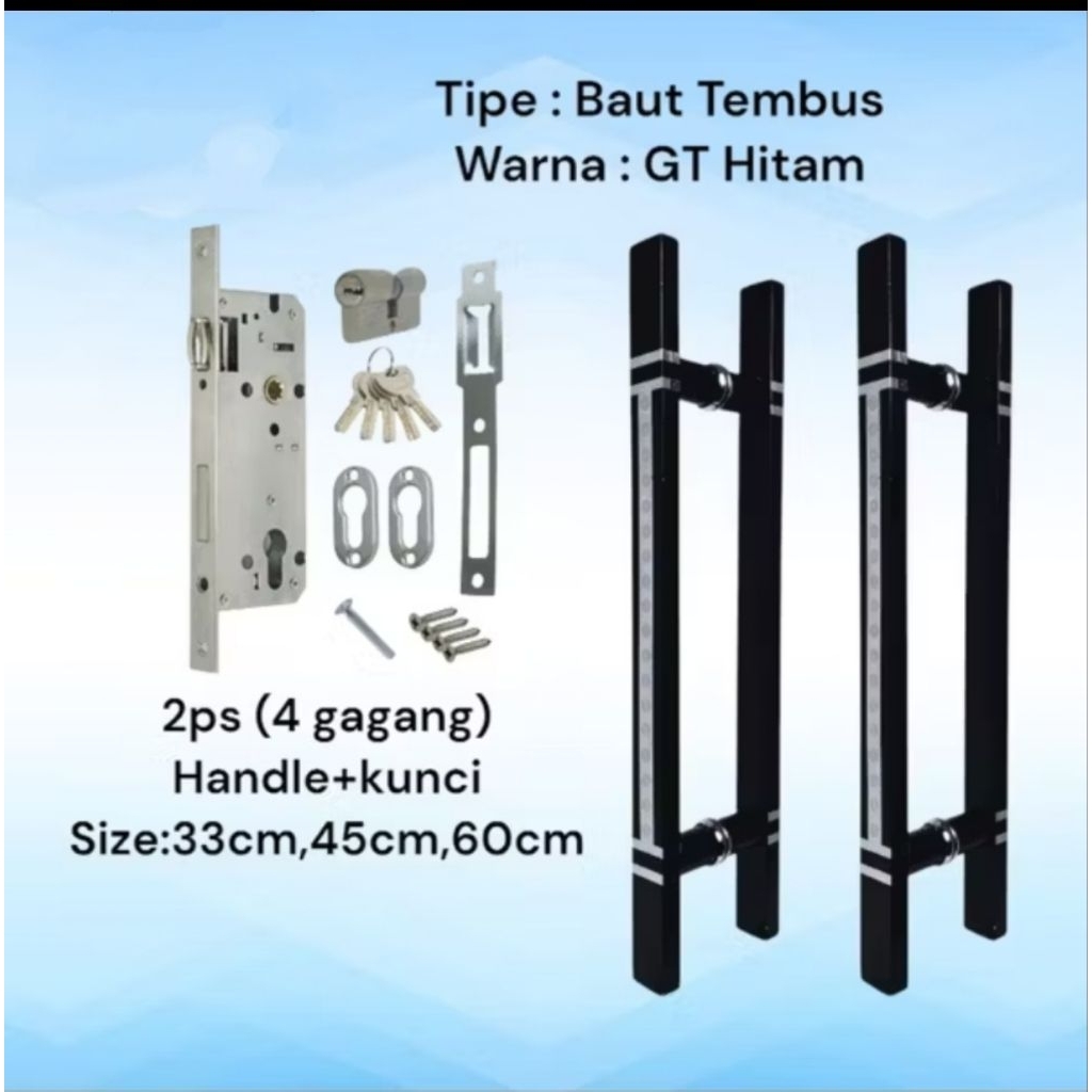 Handle pintu rumah Baut Tembus minimalis 4pcs + kunci stainless 60cm Gagang pintu rumah Baut Tembus 