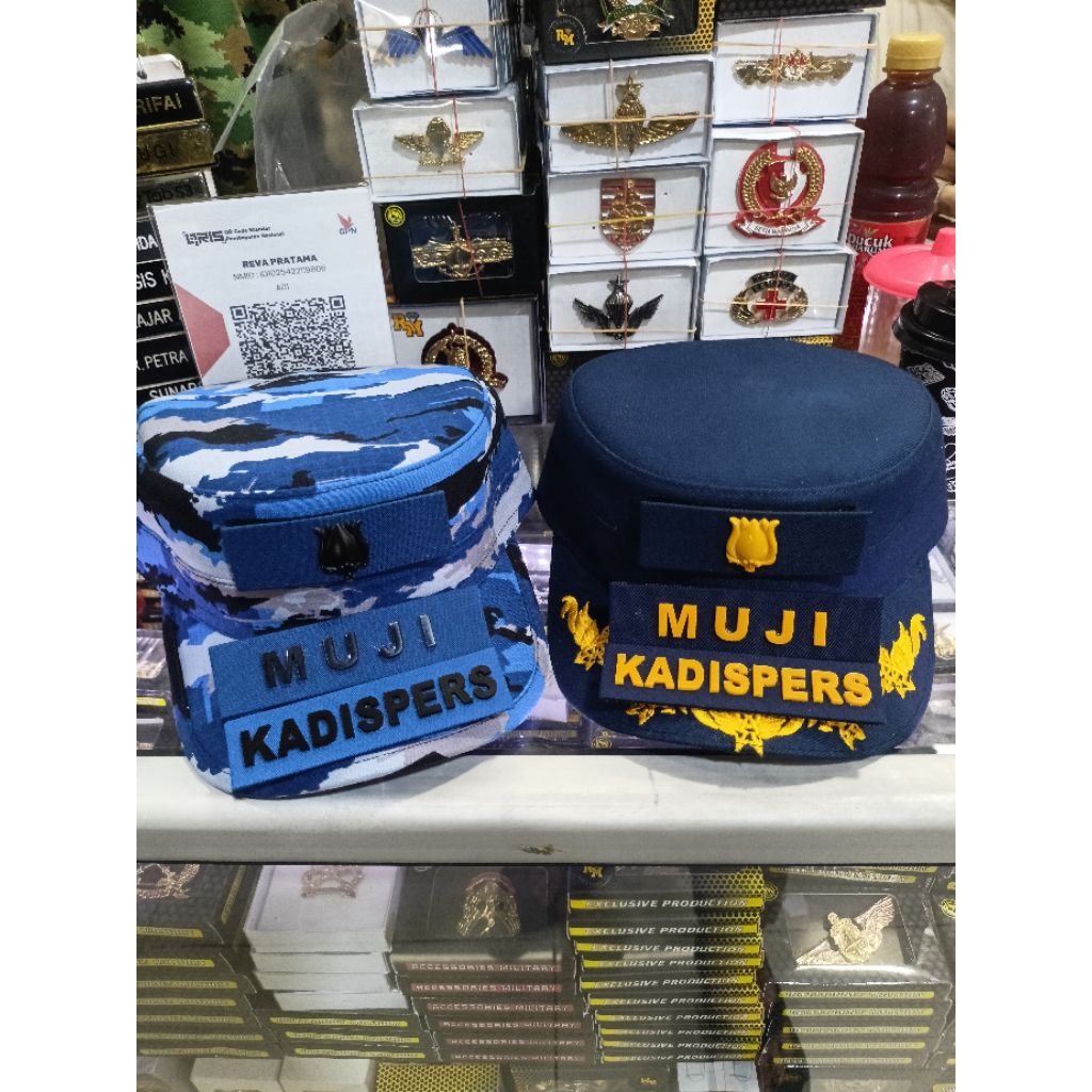 Satu Set Topi Pet PDH dan PDL TNI AU + Pangkat Pamen dan Nama