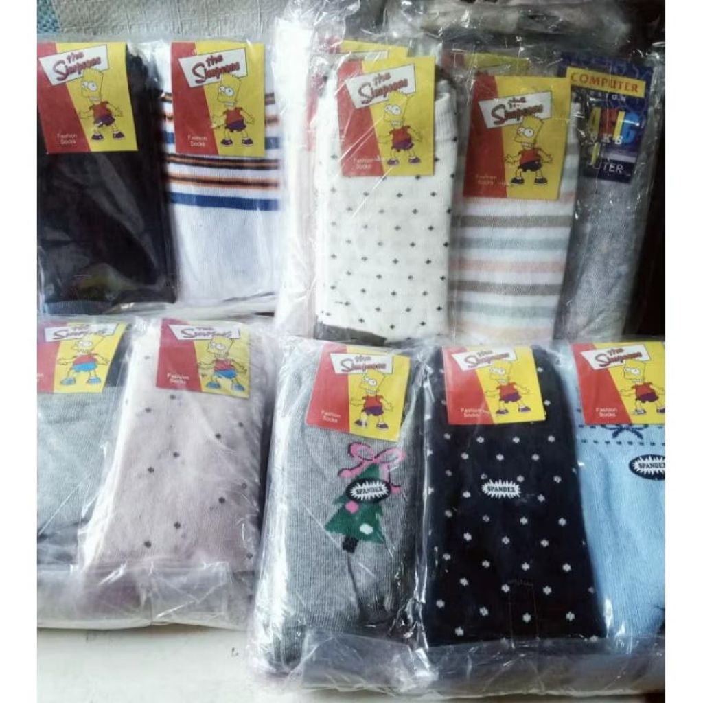 Grosir 12 pasang kaos kaki paud tk anak remaja cewek cowok motif polos