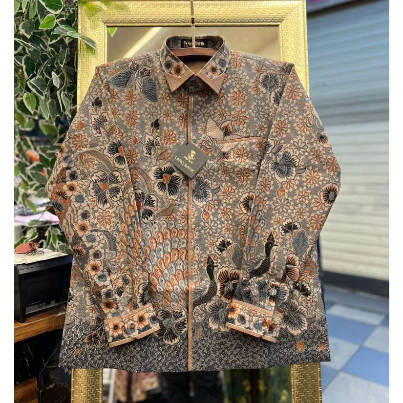Lano Batik Semi Jas - Kemeja Batik Smock Semi Jas - Parang - Merak - Baju Batik Pria - Kemeja Batik 