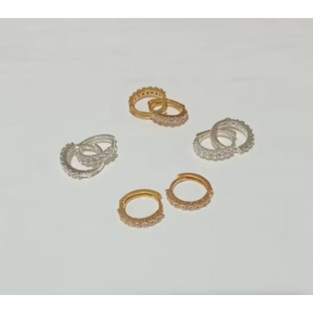 Anting wanita jepit perak asli 925 lapis emas