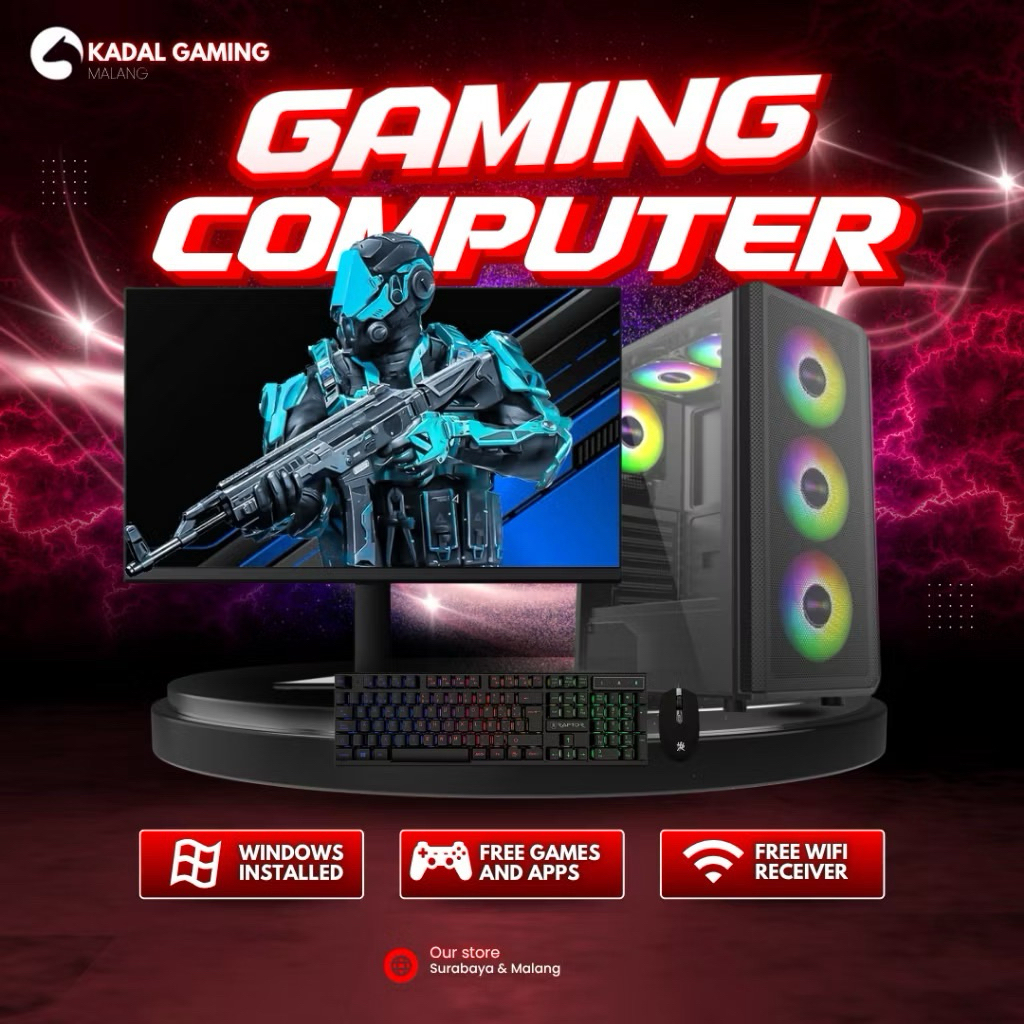 PC PERCETAKAN HANDAL PC Gaming RYZEN 7 5700 | GTX 1650 4GB | RAM 32GB | SSD 512GB + HDD 1TB | Monito