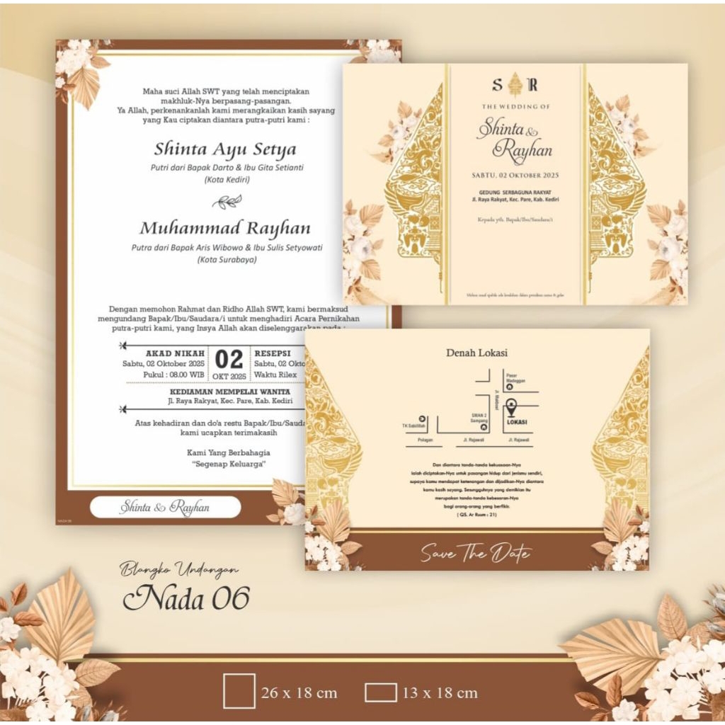 UNDANGAN PERNIKAHAN TEMA JAWA MEWAH FREE FOTO LABEL COD