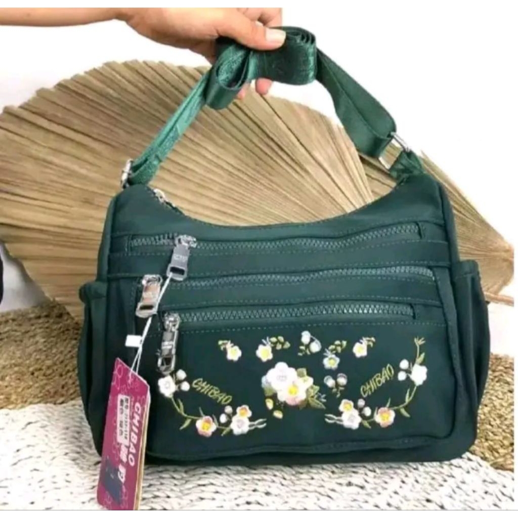 TAS CHIBAO 7133-11 SELEMPANG WANITA IMPORT ORI MOTIF BUNGA
