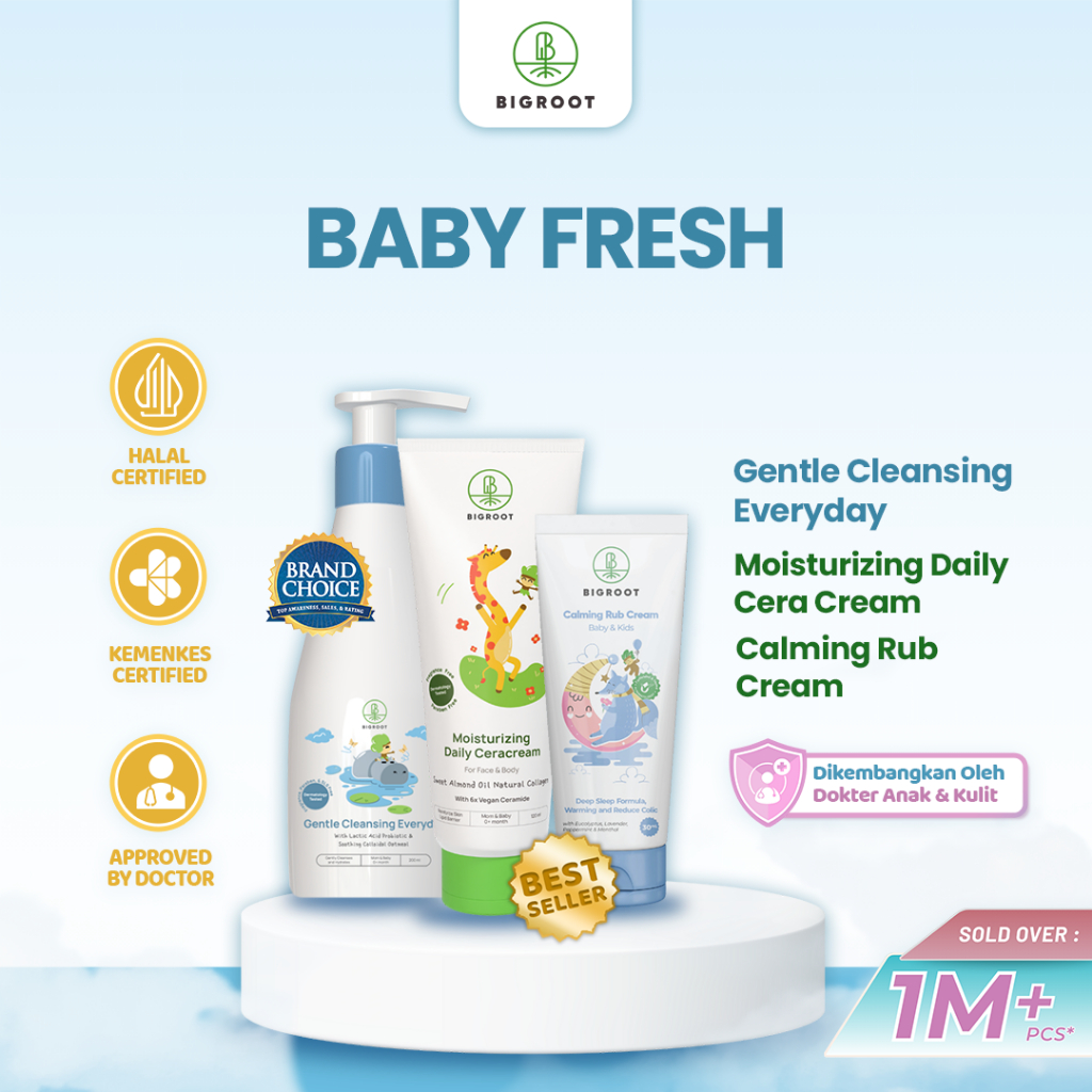 BABY FRESH 3 in 1 Gentle Cleansing 200ml & Moisturizing 120ml & Calming Cream 30ml