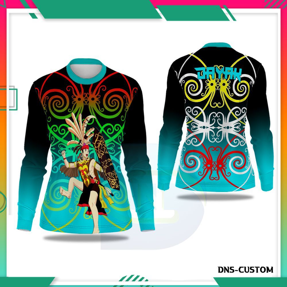 Jersey Dayak Batik Kalimantan / Baju Motif Dayak / Kaos Wanita Kalimantan Terbaru