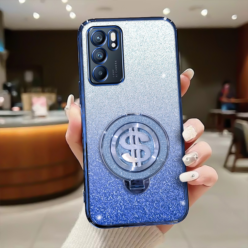 Case Glitter For Oppo Reno 6 5G Softcase Stand Mewah Terbaru Silicone Luxury