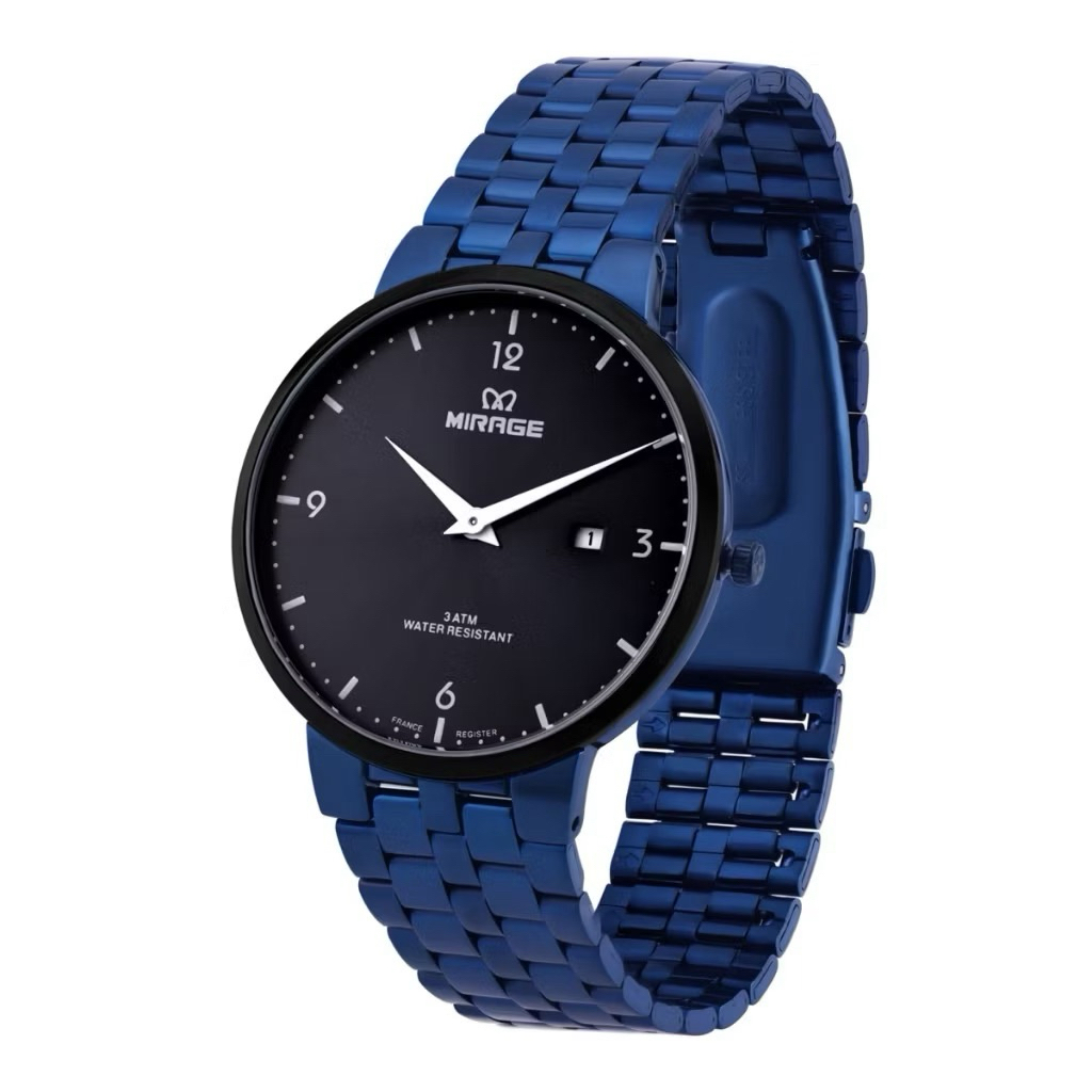 Jam Tangan Pria Mirage Stainless Steel Kasual 8696 M Analog Original