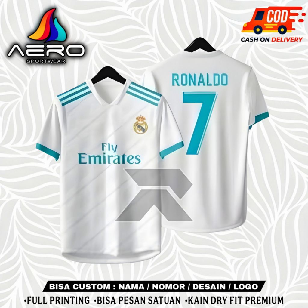 JERSEY REAL MADRID 2017/2018 FREE NAMA & NOMOR