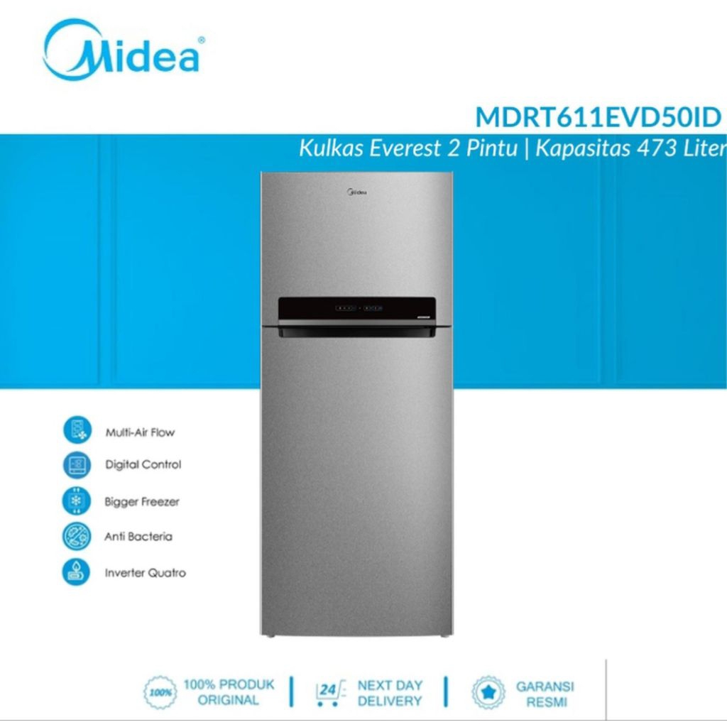 KULKAS MIDEA 2 PINTU MDRT611EVD50ID INVERTER 473LITER KULKAS 2 PINTU MIDEA KULKAS MIDEA INVERTER