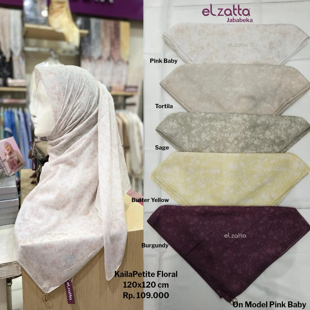 ELZATTA Kaila Petite Floral - Fashion Wanita Muslimah - Hijab Jilbab Scarf Kerudung Elzatta - Scarf 