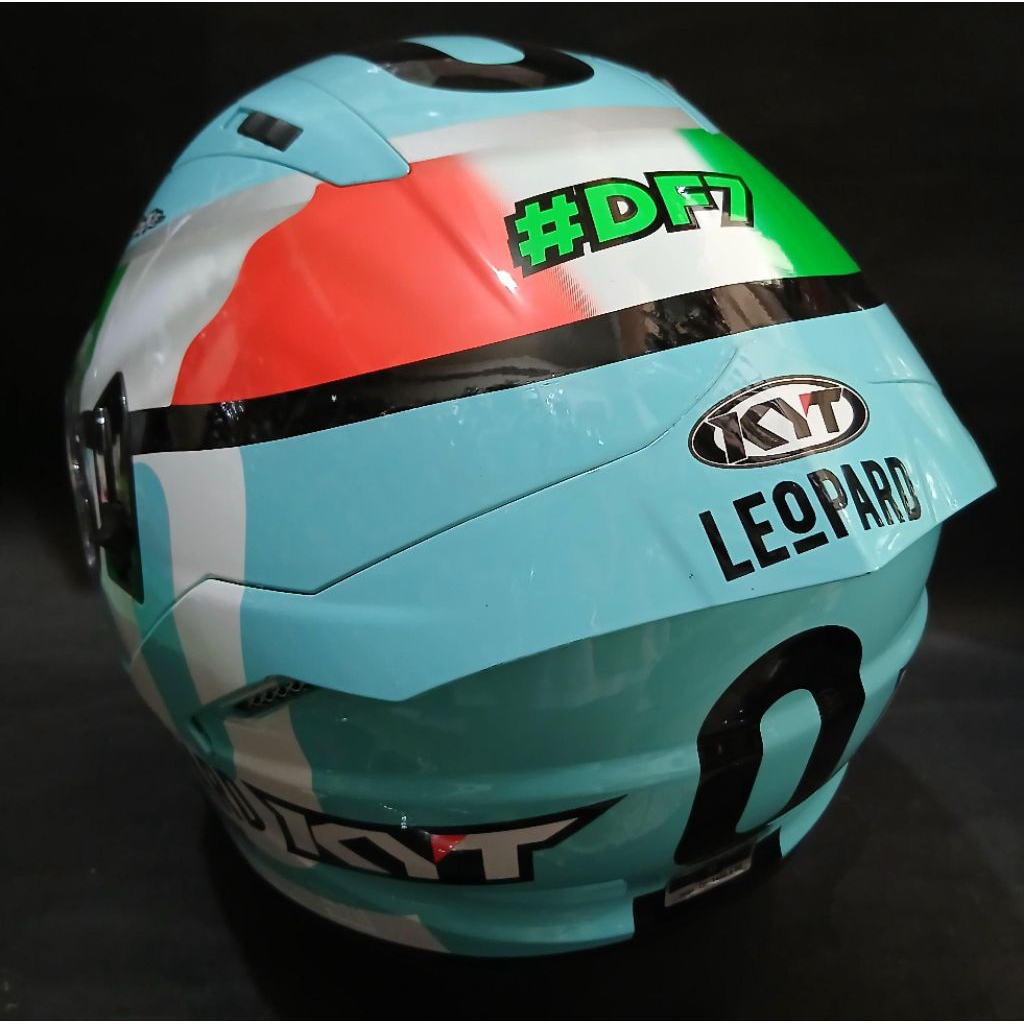 HELM KYT NFJ MOTIF LEOPARD DOUBLE VISOR-HELM KYT HALF FACE DOUBLE VISOR