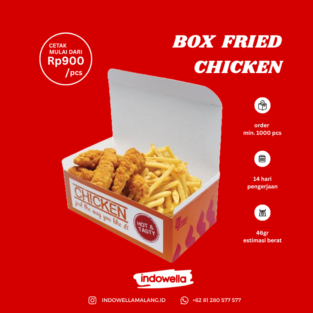 Custom Box Fried Chicken | Box KFC | Box Ayam Kentang | Laminasi | Tahan Minyak | Full Printing