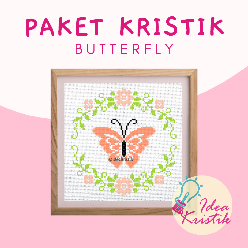 Paket Sulam Kristik untuk Pemula Mudah BUTTERFLY