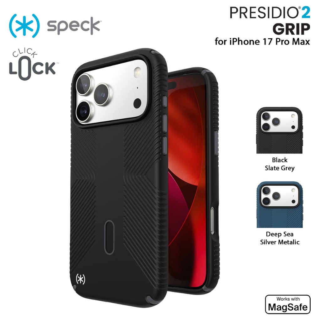 Casing iPhone 17 Pro Max Speck Presidio2 Grip MagSafe with ClickLock Protective Case