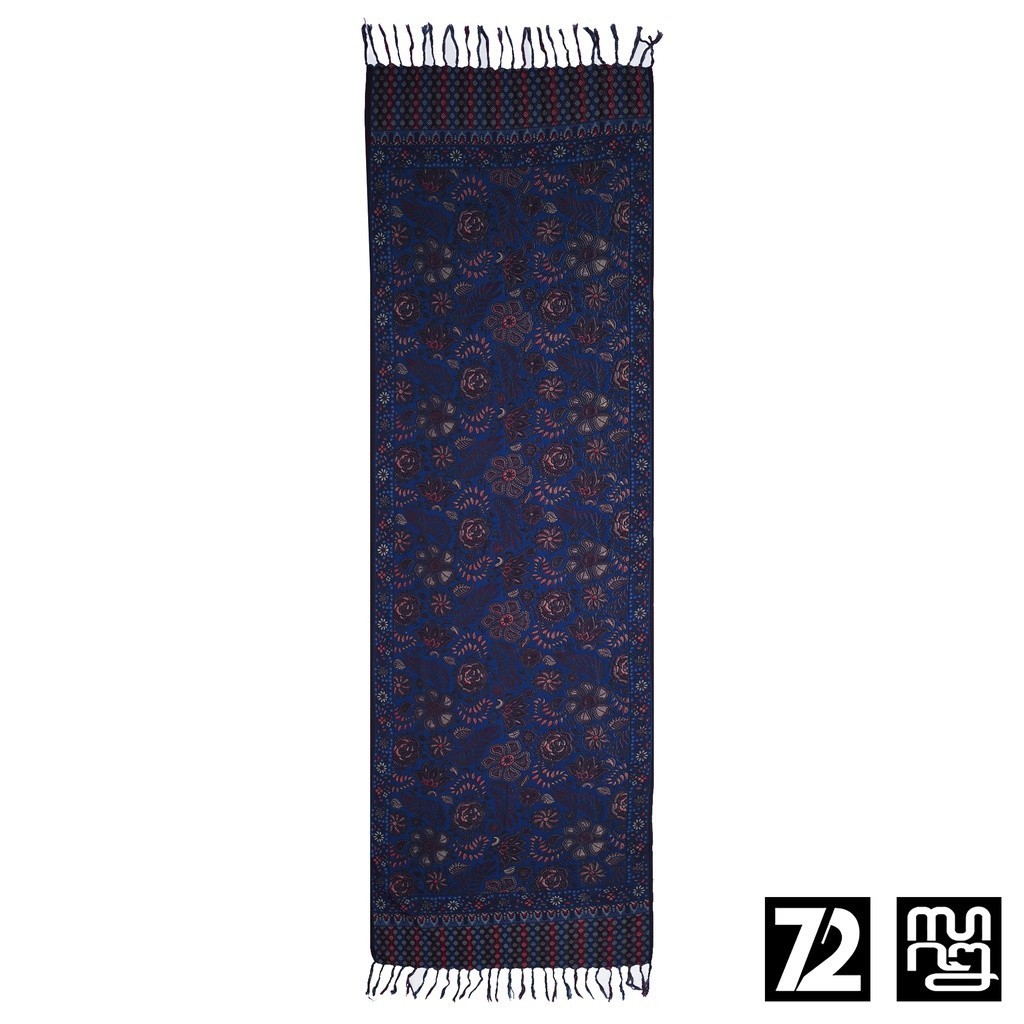 SYAL BATIK SCARFT Motif Kembang Warna Biru 723784 Cap 72