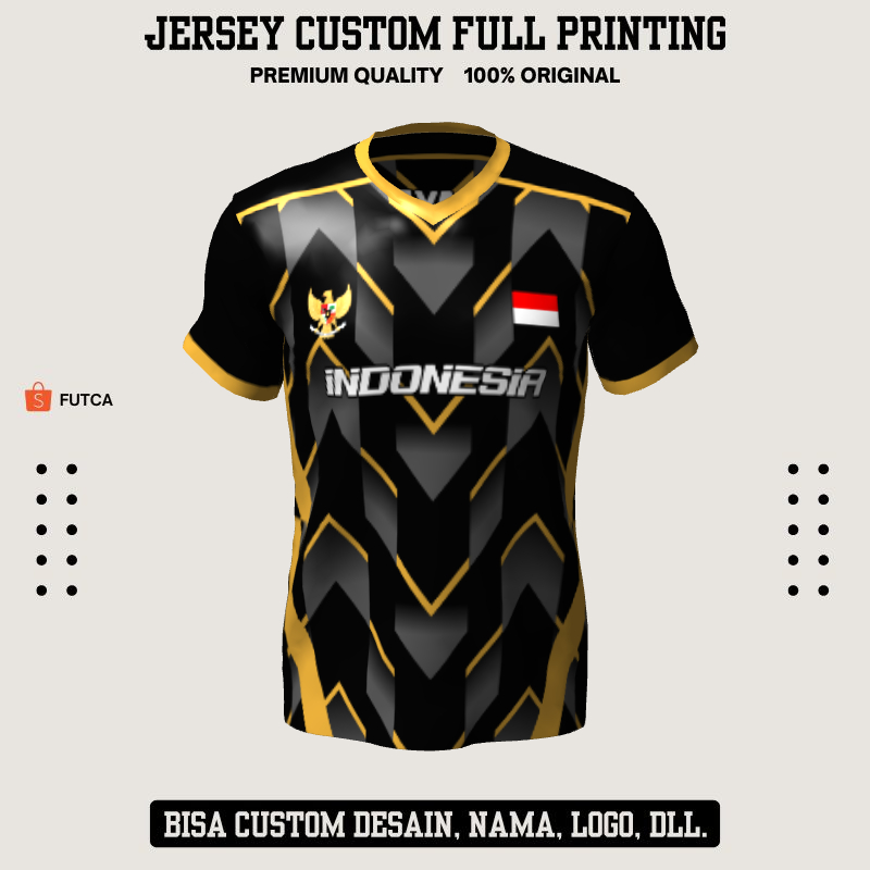 Kaos Jersey Futsal Hitam Abu Emas Motif Abstrak Geometris 206 - Jersey Olahraga