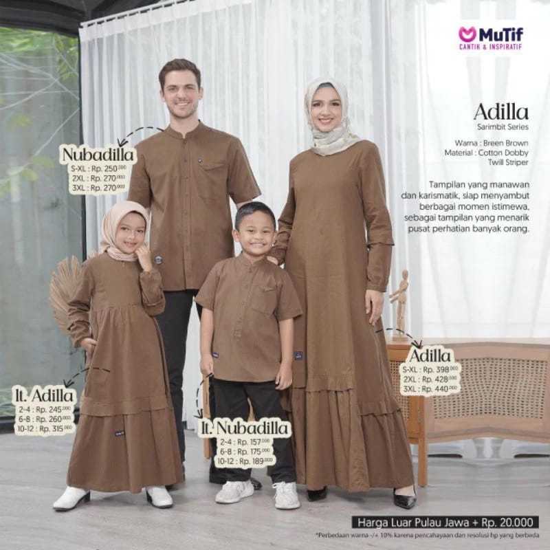 Mutif 100% Sarimbit Mutif Adilla & Nubadilla Gamis Koko