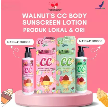 WALNUTS CC BODY SUNSCREEN LOTION 200ML BPOM LOKAL - CC BODY SUNSCREEN WALNUTS