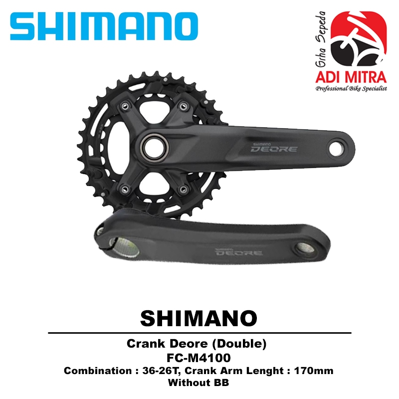 Crank Shimano Deore FC-M4100 Double Tanpa BB Crank Sepeda MTB