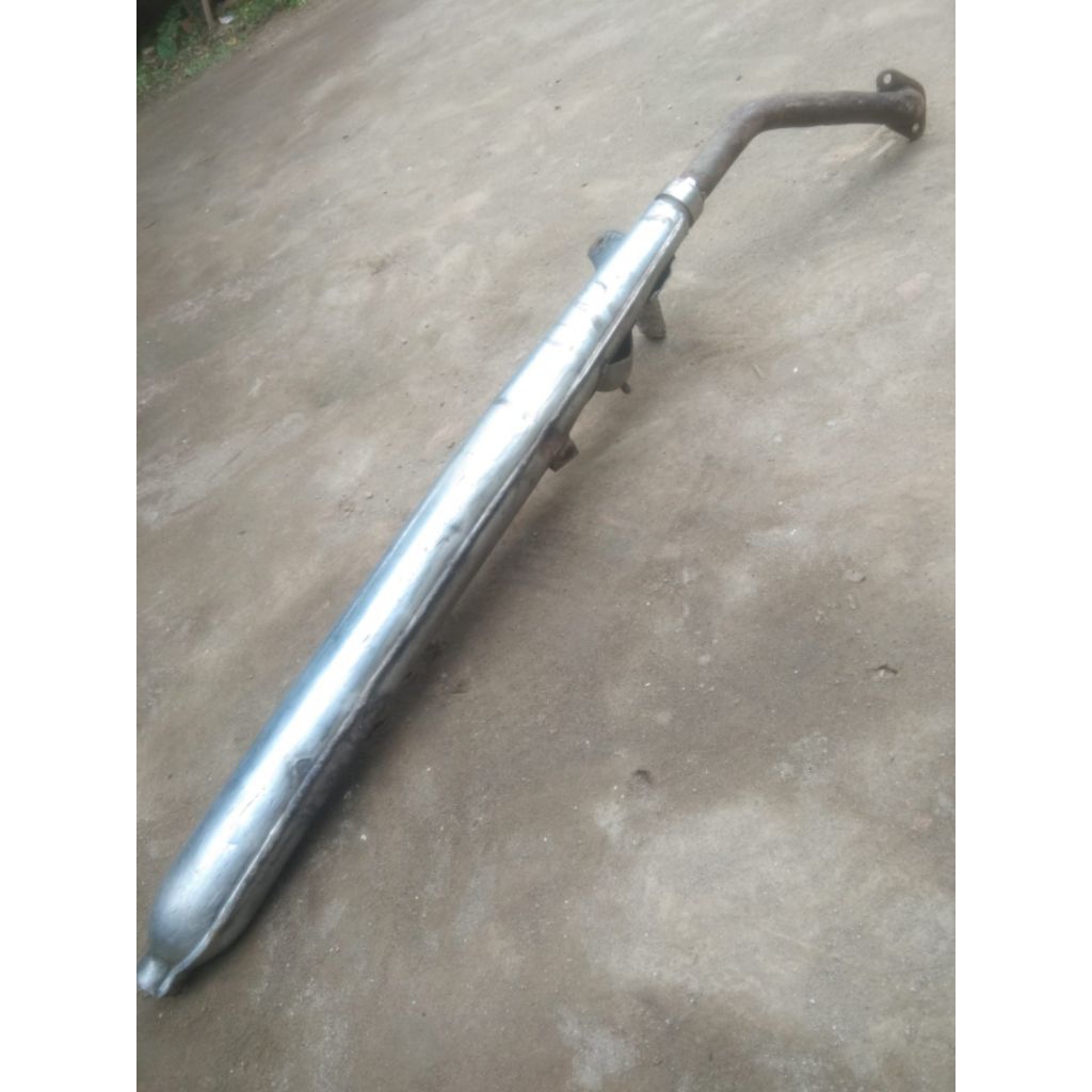 knalpot yamaha v80 ori bekas ada minus las cek detael foto ready