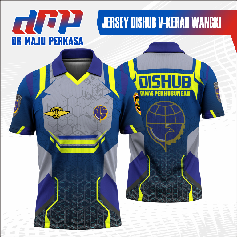 DRMP JERSEY DISHUB V-KERAH / JERSEY WANGKI KERAH V DISHUB FULL PRINTING / KAOS DISHUB V KERAH Sport