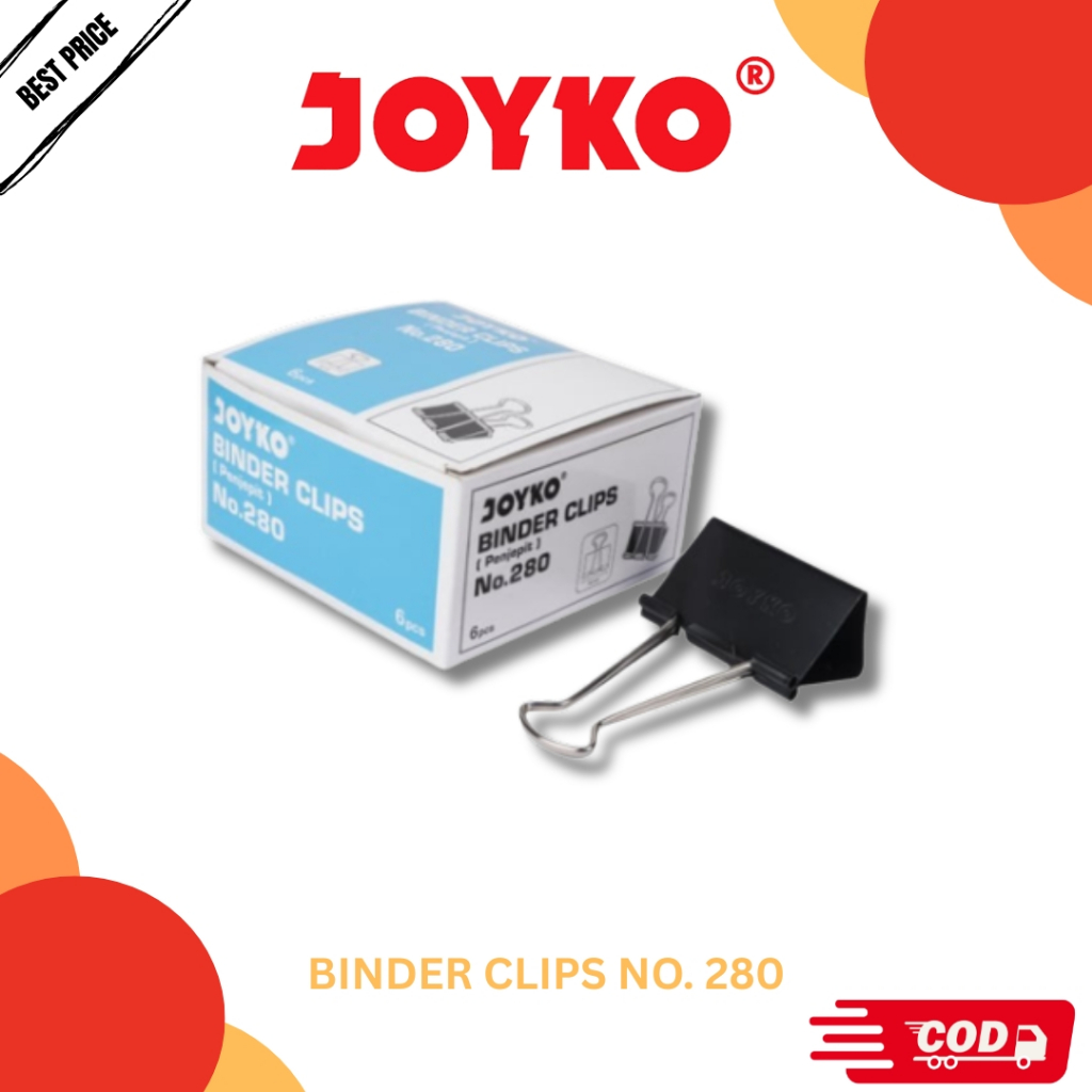 Joyko Binder Clip No. 280 Joyko Hitam Penjepit Kertas Besar Isi 6 Pcs