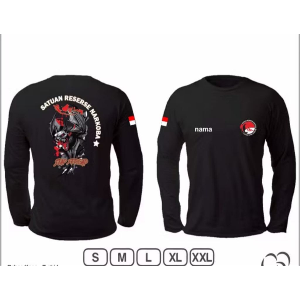Kaos Hitam Lengan Panjang Satuan Reserse Narkoba Desain Terbaru T-shirt Unisex