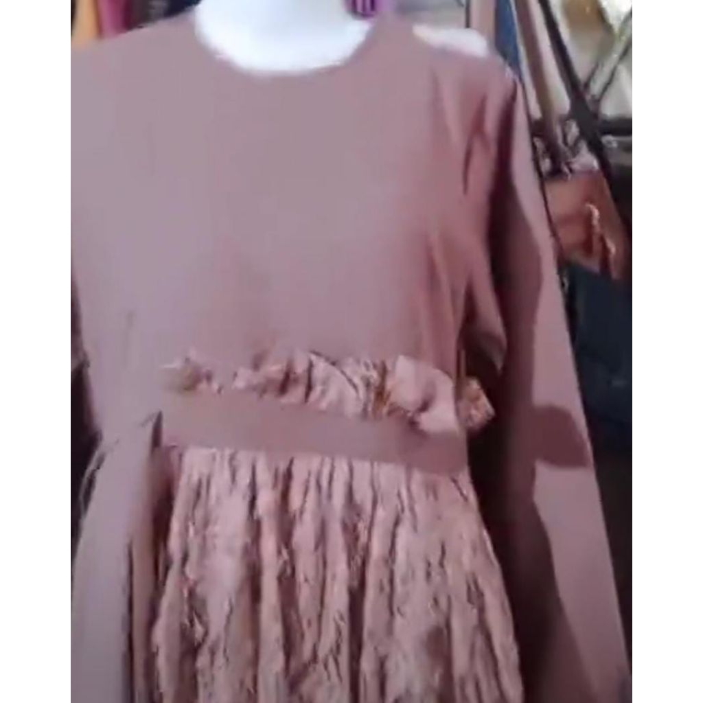 gamis brukat coklat premium bahan lady zara